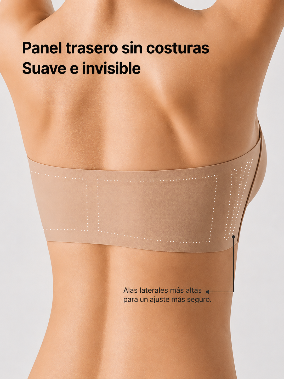 Corpiño strapless push-up con cierre frontal para mujer